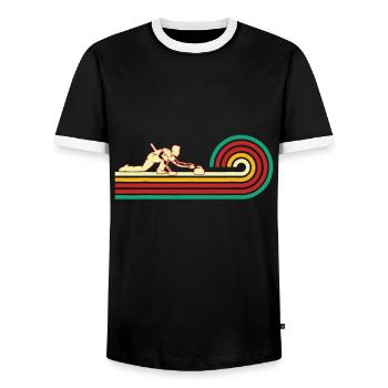 Curler sliding Curling Stone Retro Curling - Men's Ringer Shirt - black/white - Front - AI Model Female 172 light (172cm) & AI Model Male 178 light (178cm)