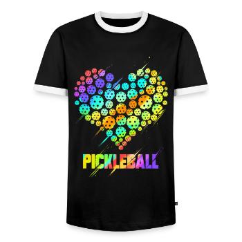 Pickleball Heart - Lustige bunte Paddelsportarten pl - Männer Kontrast-T-Shirt - Schwarz/Weiß - Vorne - AI Model Female 172 light (172cm) & AI Model Male 178 light (178cm)