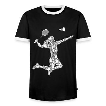 Badmintonspielerin Federball Frauen Mädchen - Männer Kontrast-T-Shirt - Schwarz/Weiß - Vorne - AI Model Female 172 light (172cm) & AI Model Male 178 light (178cm)