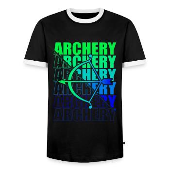 Archery Archer Archery Bow - Men's Ringer Shirt - black/white - Front - AI Model Female 172 light (172cm) & AI Model Male 178 light (178cm)