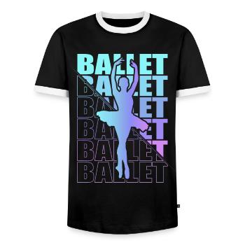 Ballet, Ballerine, Fille, Fille, Danse - T-shirt contrasté Homme - noir/blanc - Devant - AI Model Female 172 light (172cm) & AI Model Male 178 light (178cm)