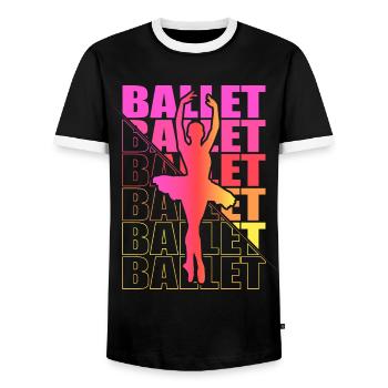 Ballet, Ballerine, Fille, Fille, Danse - T-shirt contrasté Homme - noir/blanc - Devant - AI Model Female 172 light (172cm) & AI Model Male 178 light (178cm)