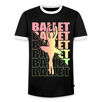 Ballet, Ballerine, Fille, Fille, Danse - T-shirt contrasté Homme - noir/blanc - Devant - AI Model Female 172 light (172cm) & AI Model Male 178 light (178cm)