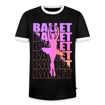 Ballet, Ballerine, Fille, Fille, Danse - T-shirt contrasté Homme - noir/blanc - Devant - AI Model Female 172 light (172cm) & AI Model Male 178 light (178cm)