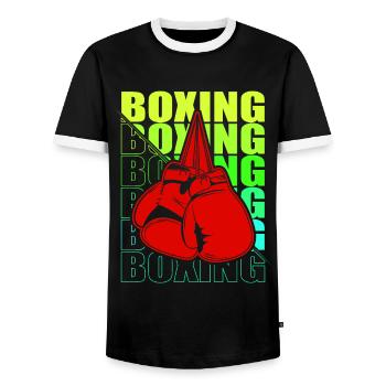 Boxen Arts Martiaux Boxe Box Club Boxeur - T-shirt contrasté Homme - noir/blanc - Devant - AI Model Female 172 light (172cm) & AI Model Male 178 light (178cm)