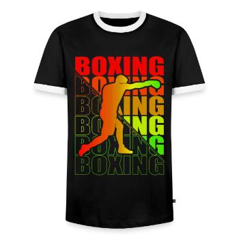Boxen Arts Martiaux Boxe Boxe Club Boxer - T-shirt contrasté Homme - noir/blanc - Devant - AI Model Female 172 light (172cm) & AI Model Male 178 light (178cm)