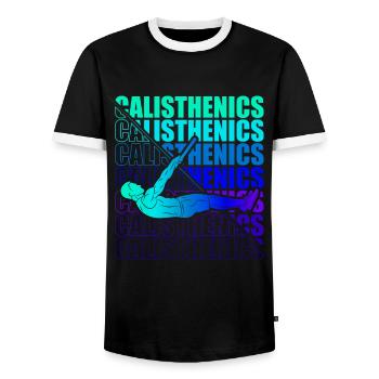 Motocross Enduro Motorcycle Freestyle Extreme Sport - Men's Ringer Shirt - black/white - Front - AI Model Female 172 light (172cm) & AI Model Male 178 light (178cm)