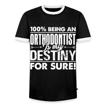 Orthodontist Orthodontist Is My Destiny - Men's Ringer Shirt - black/white - Front - AI Model Female 172 light (172cm) & AI Model Male 178 light (178cm)