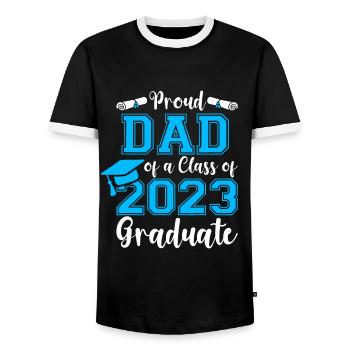 Proud Dad of a Class of 2023 Graduate Senior 23 Gr - Men's Ringer Shirt - black/white - Front - AI Model Female 172 light (172cm) & AI Model Male 178 light (178cm)