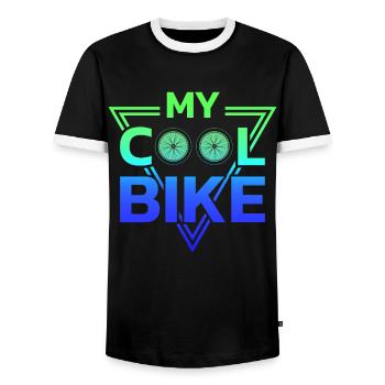 vintage bike outfit, bike urban freestyle bmx - Men's Ringer Shirt - black/white - Front - AI Model Female 172 light (172cm) & AI Model Male 178 light (178cm)