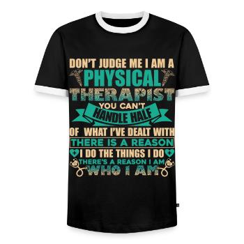 Physical Therapist I'm A Physical Therapist - Men's Ringer Shirt - black/white - Front - AI Model Female 172 light (172cm) & AI Model Male 178 light (178cm)