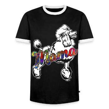 Poodle Poodle Mama - Men's Ringer Shirt - black/white - Front - AI Model Female 172 light (172cm) & AI Model Male 178 light (178cm)