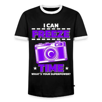 Photographie Photo Photographe Photographes! Photographes - T-shirt contrasté Homme - noir/blanc - Devant - AI Model Female 172 light (172cm) & AI Model Male 178 light (178cm)