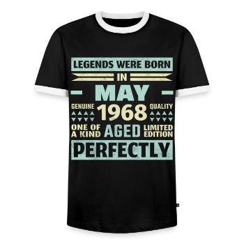 55ème anniversaire mai millésime 1968 millésime - T-shirt contrasté Homme - noir/blanc - Devant - AI Model Female 172 light (172cm) & AI Model Male 178 light (178cm)
