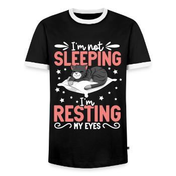 Je ne dors pas - chat - T-shirt contrasté Homme - noir/blanc - Devant - AI Model Female 172 light (172cm) & AI Model Male 178 light (178cm)