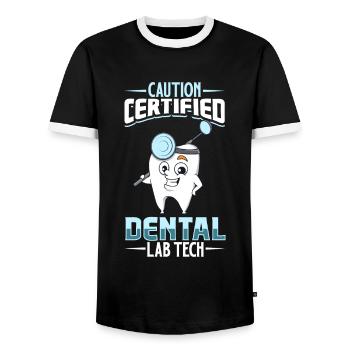 Certified Dental Technician - Men's Ringer Shirt - black/white - Front - AI Model Female 172 light (172cm) & AI Model Male 178 light (178cm)