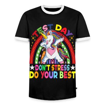 Testing Day Staar Test Day Teacher Student Exam - Men's Ringer Shirt - black/white - Front - AI Model Female 172 light (172cm) & AI Model Male 178 light (178cm)