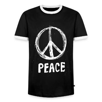 Peace Peace Peace Symbol for Men and Womenhuman ri - Men's Ringer Shirt - black/white - Front - AI Model Female 172 light (172cm) & AI Model Male 178 light (178cm)