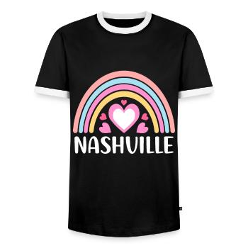 Nashville Tennessee für Frauen Rainbow Heartsbiking - Männer Kontrast-T-Shirt - Schwarz/Weiß - Vorne - AI Model Female 172 light (172cm) & AI Model Male 178 light (178cm)