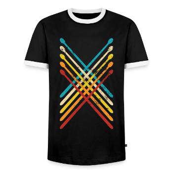 Drummers Drummers Drummers Drummers - Men's Ringer Shirt - black/white - Front - AI Model Female 172 light (172cm) & AI Model Male 178 light (178cm)