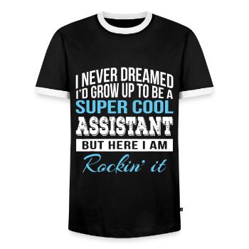 Funny Assistant Gift Admin - Men's Ringer Shirt - black/white - Front - AI Model Female 172 light (172cm) & AI Model Male 178 light (178cm)