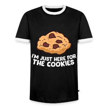 I'm Just Here For The Cookies Funny Christmas Cook - Men's Ringer Shirt - black/white - Front - AI Model Female 172 light (172cm) & AI Model Male 178 light (178cm)