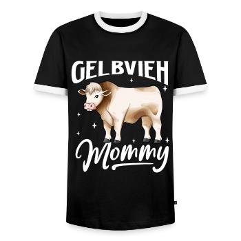 Gelbvieh Mommy - Gelbvieh Rind - Männer Kontrast-T-Shirt - Schwarz/Weiß - Vorne - AI Model Female 172 light (172cm) & AI Model Male 178 light (178cm)