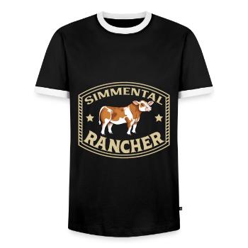 Fleckvieh Beef - Simmental Rancher - T-shirt contrasté Homme - noir/blanc - Devant - AI Model Female 172 light (172cm) & AI Model Male 178 light (178cm)