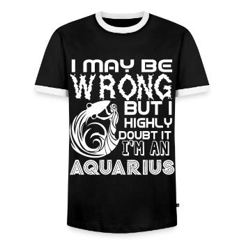Aquarius I'm An Aquarius - Men's Ringer Shirt - black/white - Front - AI Model Female 172 light (172cm) & AI Model Male 178 light (178cm)
