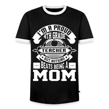 4th Grade Teacher Proud 4th Grade Teacher Mom - Men's Ringer Shirt - black/white - Front - AI Model Female 172 light (172cm) & AI Model Male 178 light (178cm)