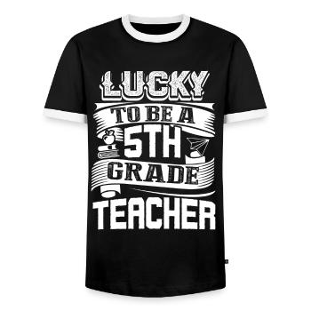 5th Grade Teacher Lucky To Be A 5th Grade Teacher - Men's Ringer Shirt - black/white - Front - AI Model Female 172 light (172cm) & AI Model Male 178 light (178cm)