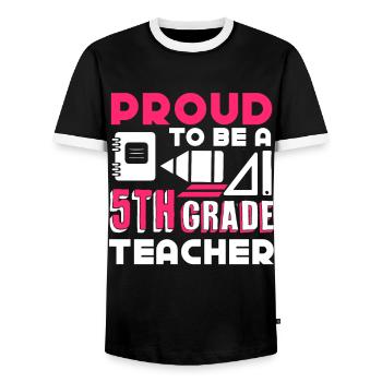 5th Grade Teacher Proud To Be A 5th Grade Teacher - Men's Ringer Shirt - black/white - Front - AI Model Female 172 light (172cm) & AI Model Male 178 light (178cm)