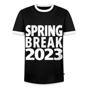 Matching Group Spring Break 2023 Vintage Tie Dyevi - Men's Ringer Shirt - black/white - Front - AI Model Female 172 light (172cm) & AI Model Male 178 light (178cm)