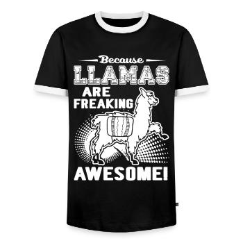 Llama Llamas Are Freaking Awesome - Men's Ringer Shirt - black/white - Front - AI Model Female 172 light (172cm) & AI Model Male 178 light (178cm)