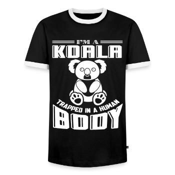 Koala Koala Trapped In A Human Body - Men's Ringer Shirt - black/white - Front - AI Model Female 172 light (172cm) & AI Model Male 178 light (178cm)