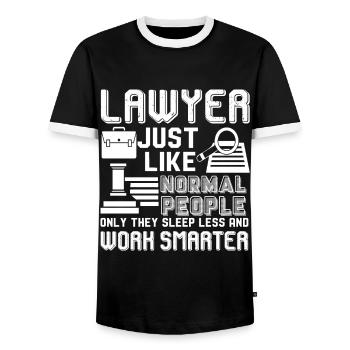 Lawyer Lawyer Sleep Less And Work Smarter - Men's Ringer Shirt - black/white - Front - AI Model Female 172 light (172cm) & AI Model Male 178 light (178cm)