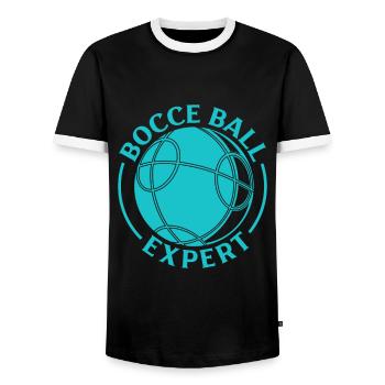 Bocce Ball Expert - Boccia - Men's Ringer Shirt - black/white - Front - AI Model Female 172 light (172cm) & AI Model Male 178 light (178cm)