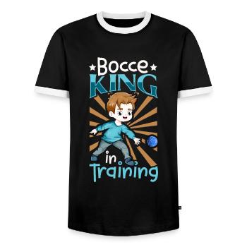 Bocce King in Training - Boccia - Men's Ringer Shirt - black/white - Front - AI Model Female 172 light (172cm) & AI Model Male 178 light (178cm)