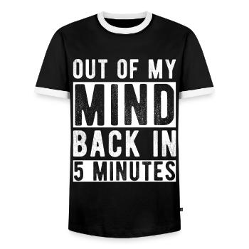 Hors de mon de retour en 5 minutes - T-shirt contrasté Homme - noir/blanc - Devant - AI Model Female 172 light (172cm) & AI Model Male 178 light (178cm)
