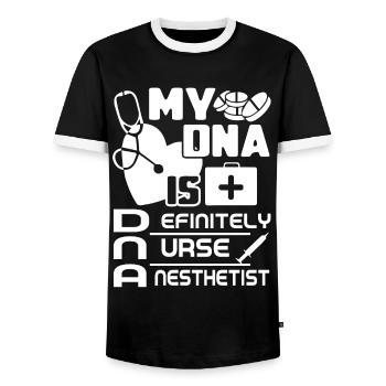Nurse Anesthetist Nurse Anesthetist Is In My DNA - Men's Ringer Shirt - black/white - Front - AI Model Female 172 light (172cm) & AI Model Male 178 light (178cm)