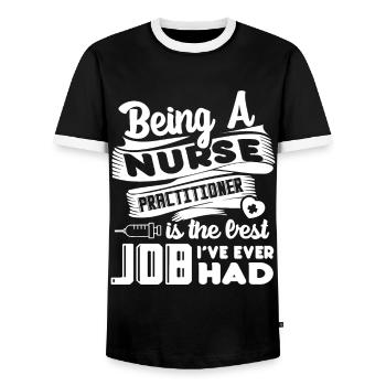 Nurse Practitioner Nurse Practitioner Best Job - Men's Ringer Shirt - black/white - Front - AI Model Female 172 light (172cm) & AI Model Male 178 light (178cm)