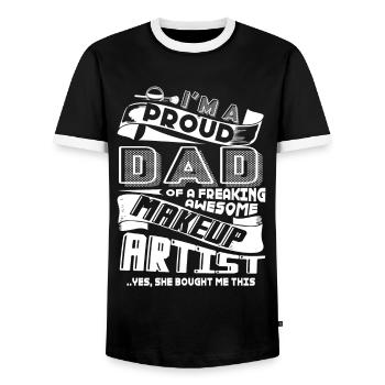 Makeup Artist Proud Makeup Artist Dad - Men's Ringer Shirt - black/white - Front - AI Model Female 172 light (172cm) & AI Model Male 178 light (178cm)