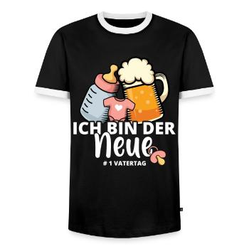 Ich bin der Neue erster Vatertag Vater Geschenk - Männer Kontrast-T-Shirt - Schwarz/Weiß - Vorne - AI Model Female 172 light (172cm) & AI Model Male 178 light (178cm)