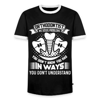 Orthodontist Orthodontist Solve Problems - Men's Ringer Shirt - black/white - Front - AI Model Female 172 light (172cm) & AI Model Male 178 light (178cm)