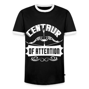 Sagittarius Centaur of Attention - Men's Ringer Shirt - black/white - Front - AI Model Female 172 light (172cm) & AI Model Male 178 light (178cm)
