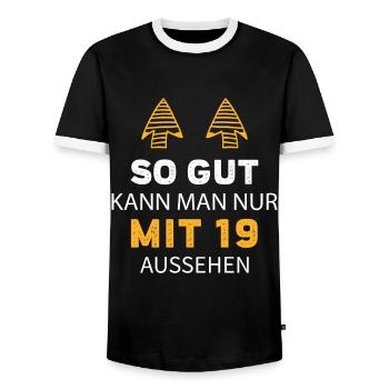 19 Geburtstag Geschenk Sprüche Lustig - Männer Kontrast-T-Shirt - Schwarz/Weiß - Vorne - AI Model Female 172 light (172cm) & AI Model Male 178 light (178cm)
