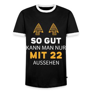 22 Geburtstag Geschenk Sprüche Lustig - Männer Kontrast-T-Shirt - Schwarz/Weiß - Vorne - AI Model Female 172 light (172cm) & AI Model Male 178 light (178cm)