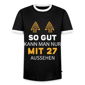 27 Geburtstag Geschenk Sprüche Lustig - Männer Kontrast-T-Shirt - Schwarz/Weiß - Vorne - AI Model Female 172 light (172cm) & AI Model Male 178 light (178cm)
