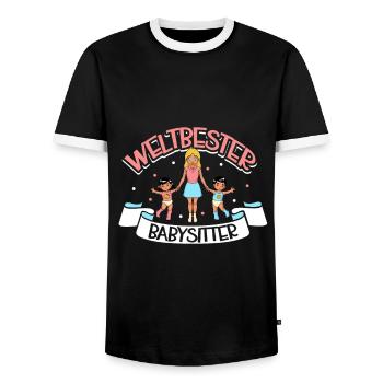 Meilleure baby-sitter du monde - T-shirt contrasté Homme - noir/blanc - Devant - AI Model Female 172 light (172cm) & AI Model Male 178 light (178cm)
