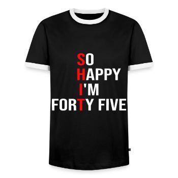 So Happy I'm Forty Five Funny 45 Years Old 45th Bi - Men's Ringer Shirt - black/white - Front - AI Model Female 172 light (172cm) & AI Model Male 178 light (178cm)